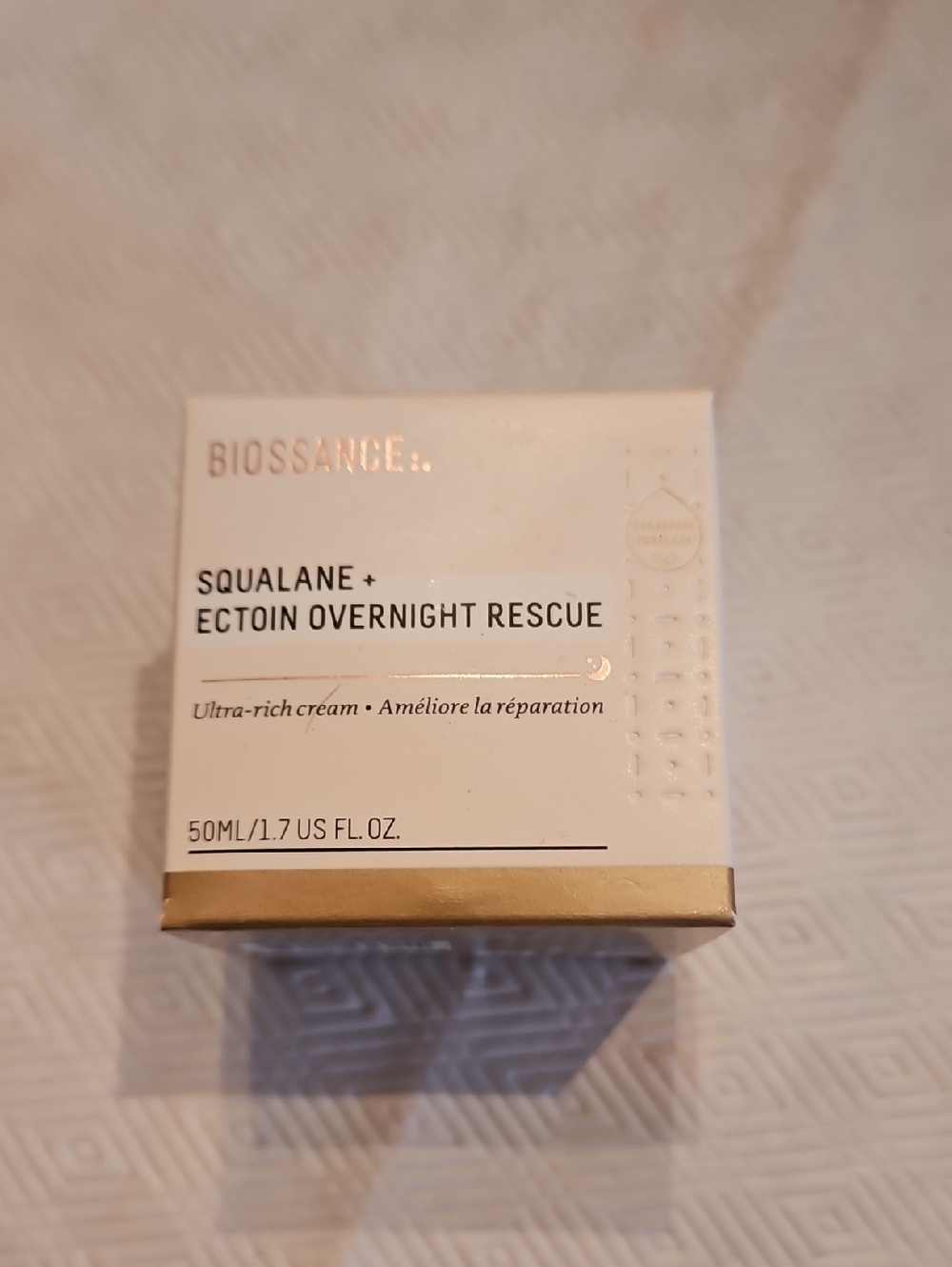 Biossance Squalane + Ectoin Overnight Rescue Cream — White & Gold Accents